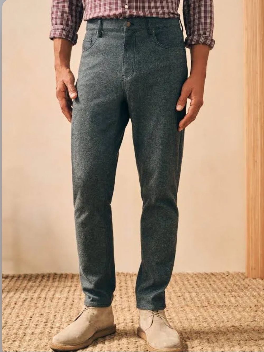 Faherty Knit Flannel Five Pocket Pants Men’s Size 30 Gray Slim Straight